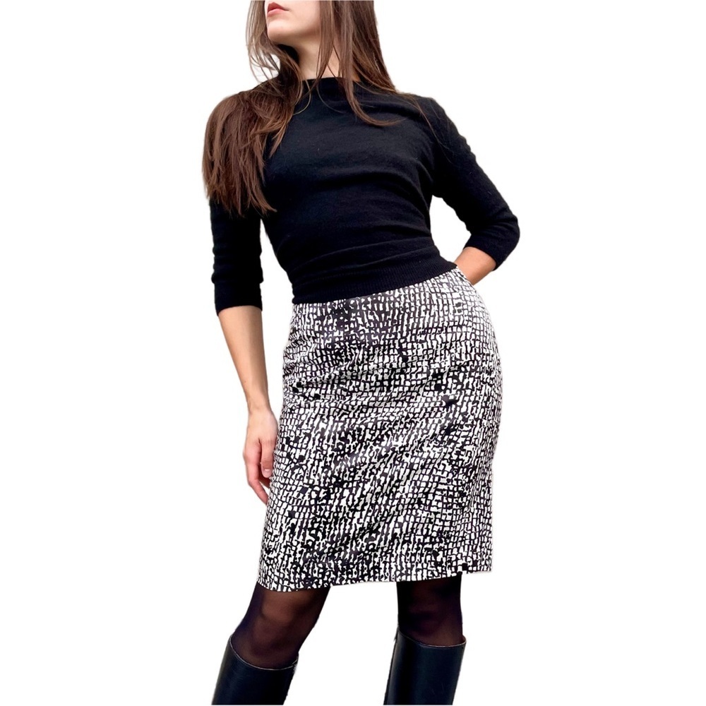 Ann Taylor Minimalist Silk Blend Office Neutral Print Pencil Skirt 6